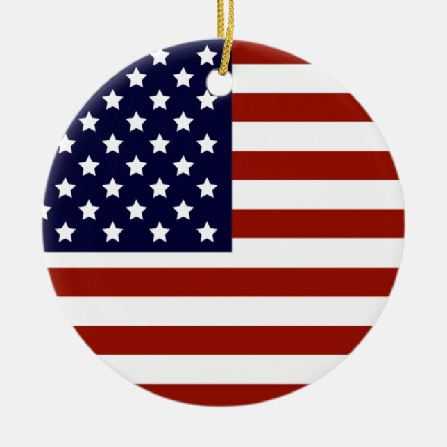 Ornement Rond En Céramique Drapeau américain (Devant)
