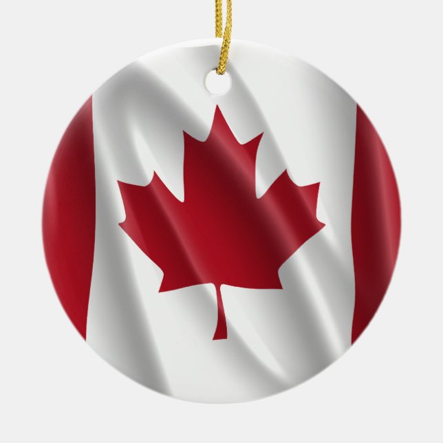 ORNEMENT ROND EN CÉRAMIQUE DRAPEAU CANADIEN (Devant)