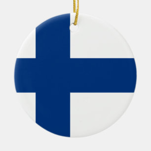 Ornement Rond En Céramique Drapeau de la Finlande