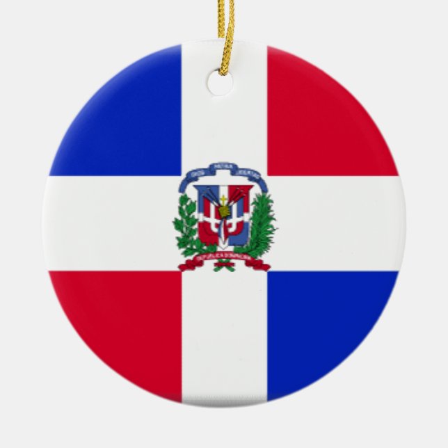 Ornement Rond En Céramique Drapeau de la République Dominicaine (Devant)