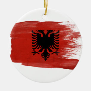 Ornement Rond En Céramique Drapeau de l'Albanie