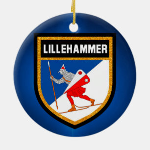 Ornement Rond En Céramique Drapeau de Lillehammer