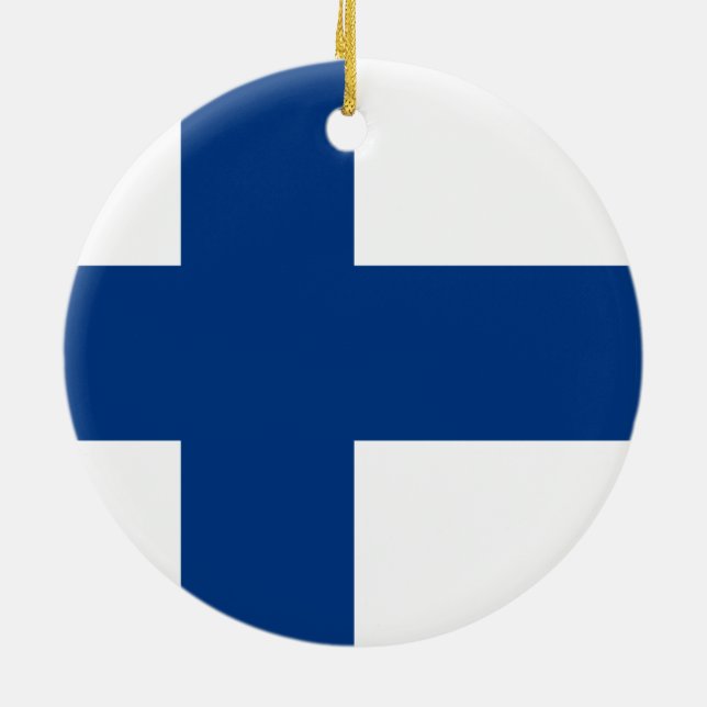 Ornement Rond En Céramique Drapeau de l'ornement finlandais (Dos)