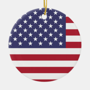 Ornement Rond En Céramique Drapeau des États-Unis
