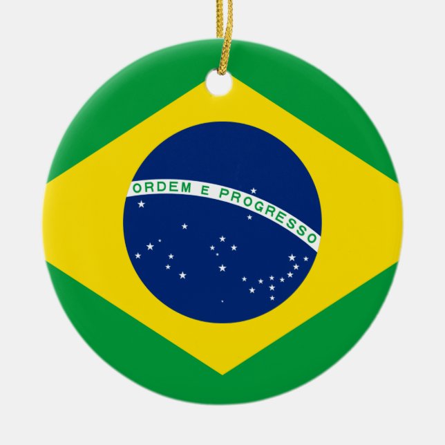 Ornement Rond En Céramique Drapeau du Brésil (Devant)