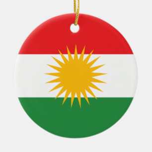 Ornement Rond En Céramique Drapeau du Kurdistan