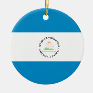 Ornement Rond En Céramique Drapeau du Nicaragua