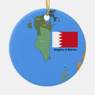 Ornement Rond En Céramique Drapeau et carte du royaume du Bahrain