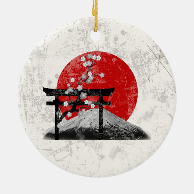 Ornement Rond En Céramique Drapeau et symboles du Japon ID153 (Dos)