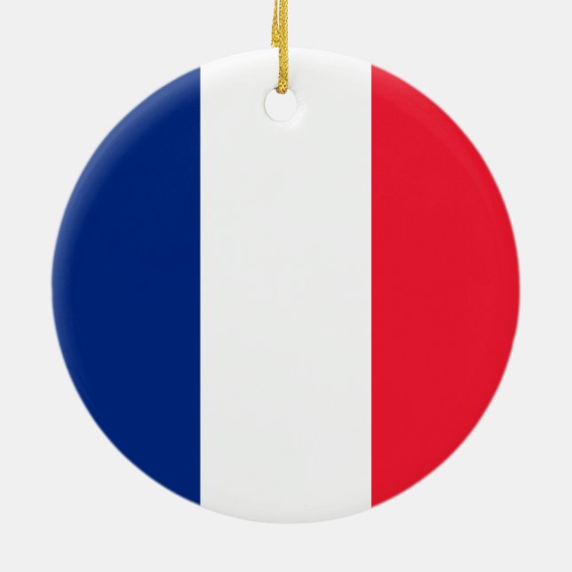 Ornement Rond En Céramique Drapeau français (Dos)