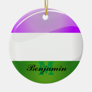 Ornement Rond En Céramique Drapeau rond brillant de Genderqueer