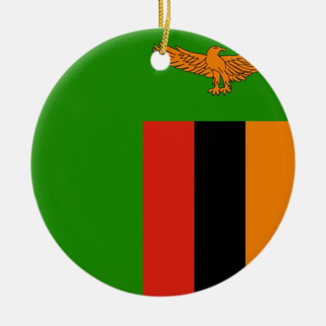 Ornement Rond En Céramique Drapeau Zambie (Devant)