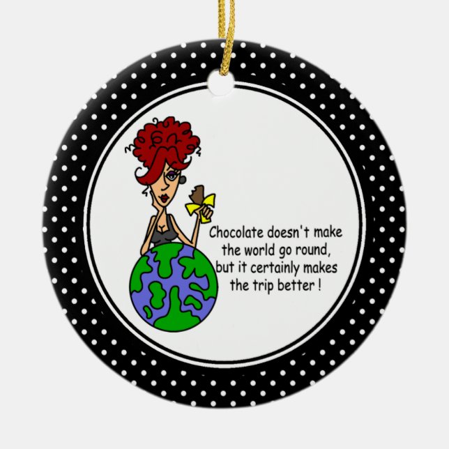 Ornement Rond En Céramique Drôle Humour chocolat de Noël (Devant)