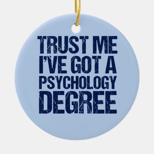 Ornement Rond En Céramique Drôle Psychologie Diplôme Cadeau Noël (Devant)