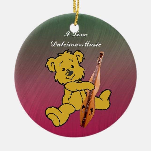 ORNEMENT ROND EN CÉRAMIQUE DULCIMER OURS ORNAMENT (Devant)