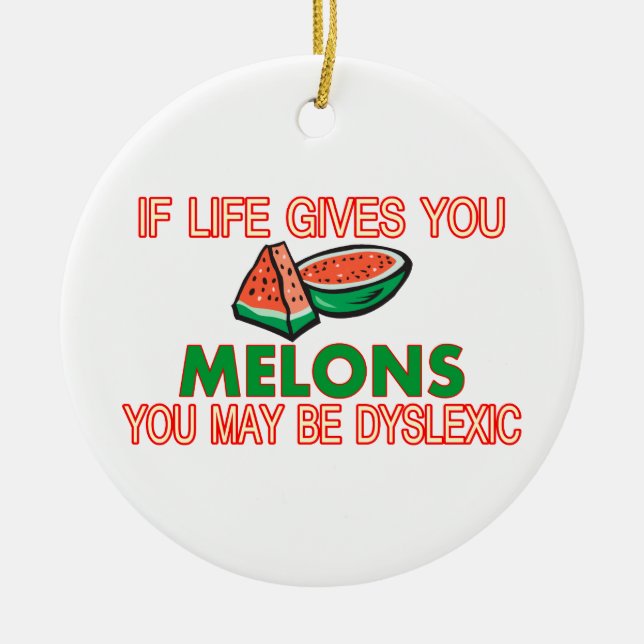 Ornement Rond En Céramique Dyslexie de melon (Devant)