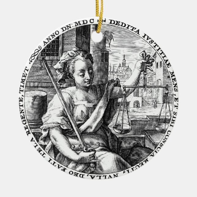 Ornement Rond En Céramique Échelles de justice (Devant)