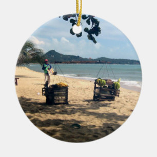 Ornement Rond En Céramique Échouez la plage de Vendings… Lamai, île de Samui