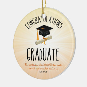 Ornement Rond En Céramique Éclatement en or de remise de diplôme religieux av
