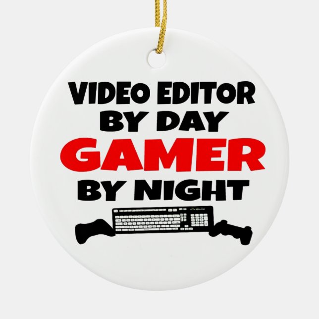 Ornement Rond En Céramique Éditeur vidéo Gamer (Devant)