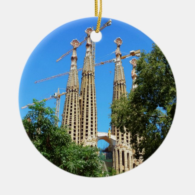 Ornement Rond En Céramique Église de Sagrada Familia à Barcelone, Espagne (Devant)