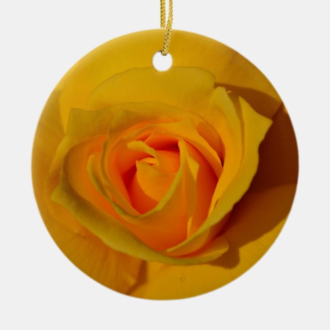 Ornement Rond En Céramique Élégante fleur florale Rose jaune (Devant)