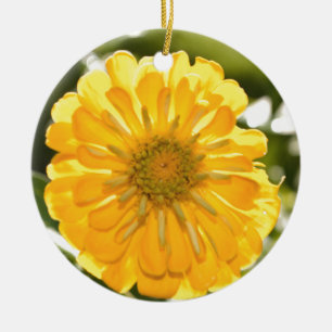 Ornement Rond En Céramique Élégante marguerite fleurie jaune