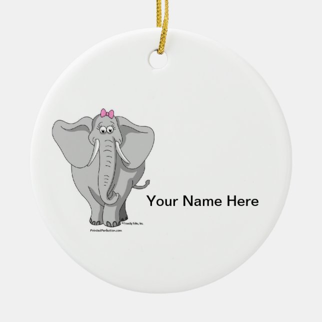 Ornement Rond En Céramique Éléphant - femelle (Devant)