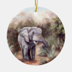 Ornement Rond En Céramique Éléphant venant par l'ornement