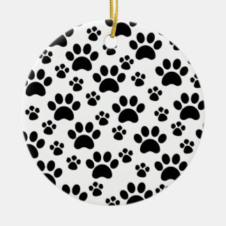 Ornement Rond En Céramique Empreintes de pattes de chien