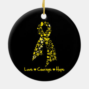 Ornement Rond En Céramique Endometriosis Love Courage Hope Papillons