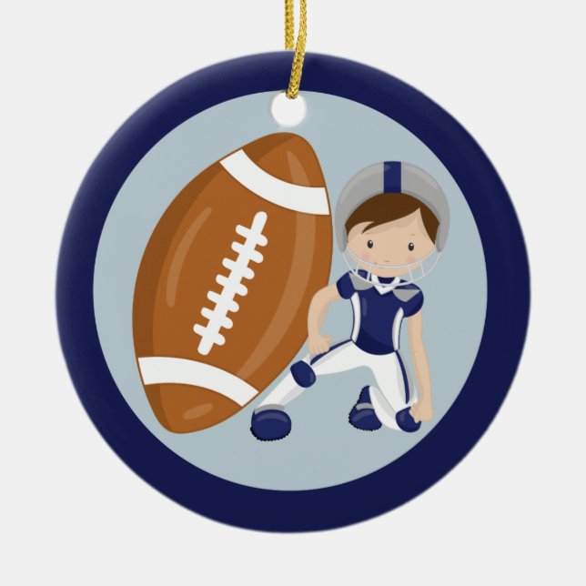 Ornement Rond En Céramique Enfant de football personnalisé (Devant)
