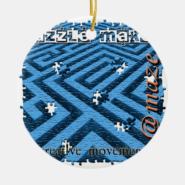 Ornement Rond En Céramique Énigme de labyrinthe de puzzle (Devant)