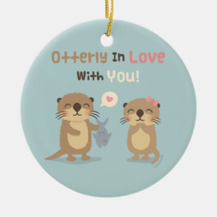 Ornement Rond En Céramique Entièrement amoureux de toi, loutre mignonne, humo
