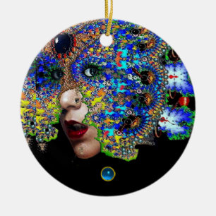 Ornement Rond En Céramique EPHÉMERAL, Rubis rouge, Sapphire bleu