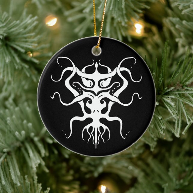 Ornement Rond En Céramique Espèces Aliens Tatouage Tribal Design - blanc (Arbre)