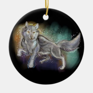 Ornement Rond En Céramique Esprit du loup