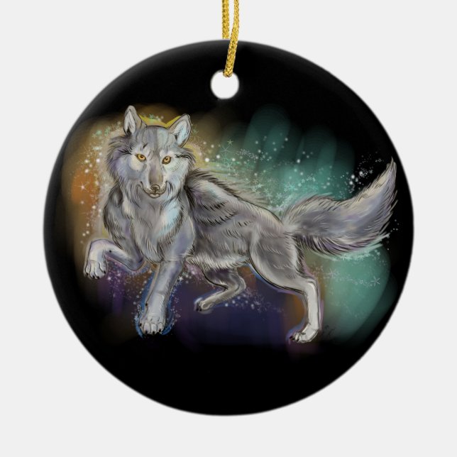 Ornement Rond En Céramique Esprit du loup (Devant)