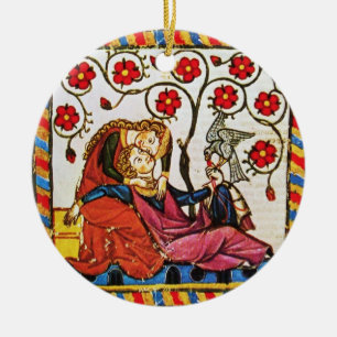 ORNEMENT ROND EN CÉRAMIQUE ETERNEL LOVE VALENTINE'S DAY PARCHMENT