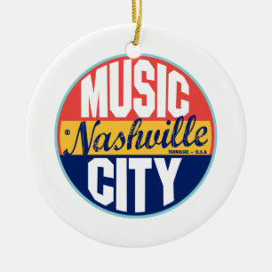 Ornement Rond En Céramique Étiquette vintage de Nashville