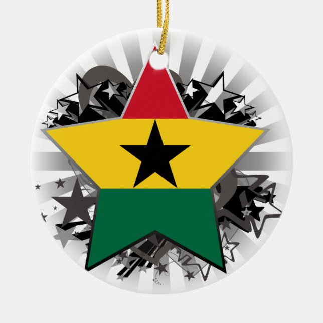 Ornement Rond En Céramique Étoile du Ghana (Devant)