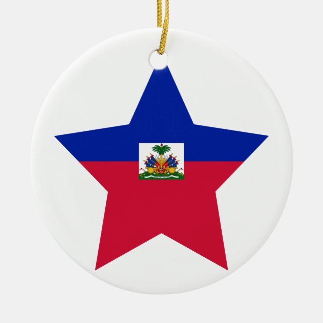 Ornement Rond En Céramique Étoile du Haïti (Devant)
