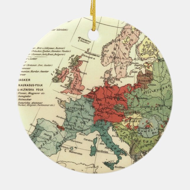 Ornement Rond En Céramique Europe Carte Pays Antique Mondiale (Dos)