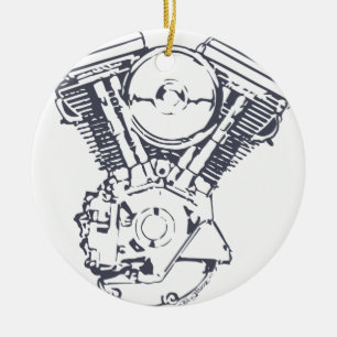 Ornement Rond En Céramique Évolution de Harley V-Jumelle