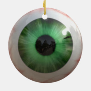 Ornement Rond En Céramique Eyeball vert déplaisant