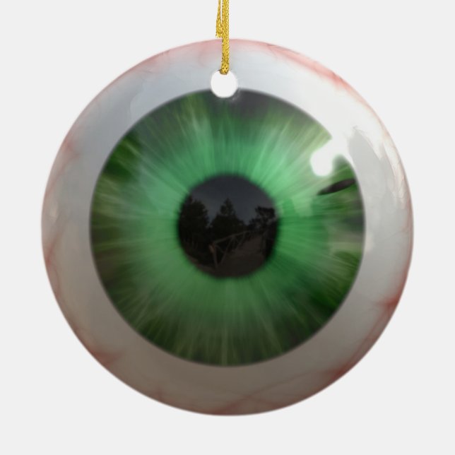 Ornement Rond En Céramique Eyeball vert déplaisant (Dos)