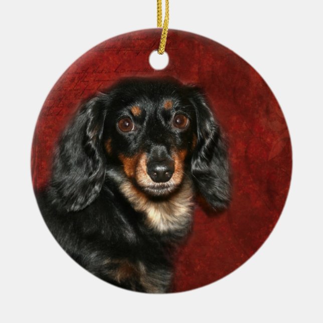 Ornement Rond En Céramique Face Dachshund (Devant)