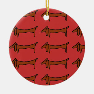 Ornement Rond En Céramique Fameux Dachshund Abstrait