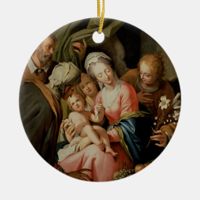 Ornement Rond En Céramique Famille sainte avec St Anne (Devant)