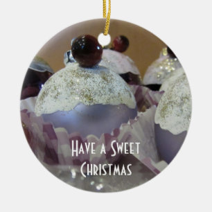 Ornement Rond En Céramique Fancy Christmas Cupcake